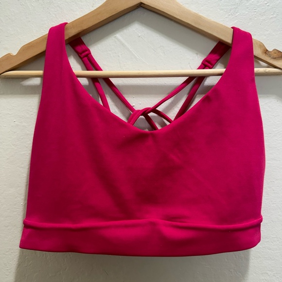Athleta Sport Bra Solid Crossed Straps On The Back Fuchsia - Picture 3 of 10